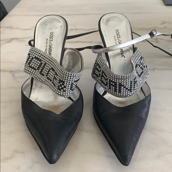 Dolce & Gabbana Shoes - Dolce & Gabbana Black w Rhinestones Heels Sz 38